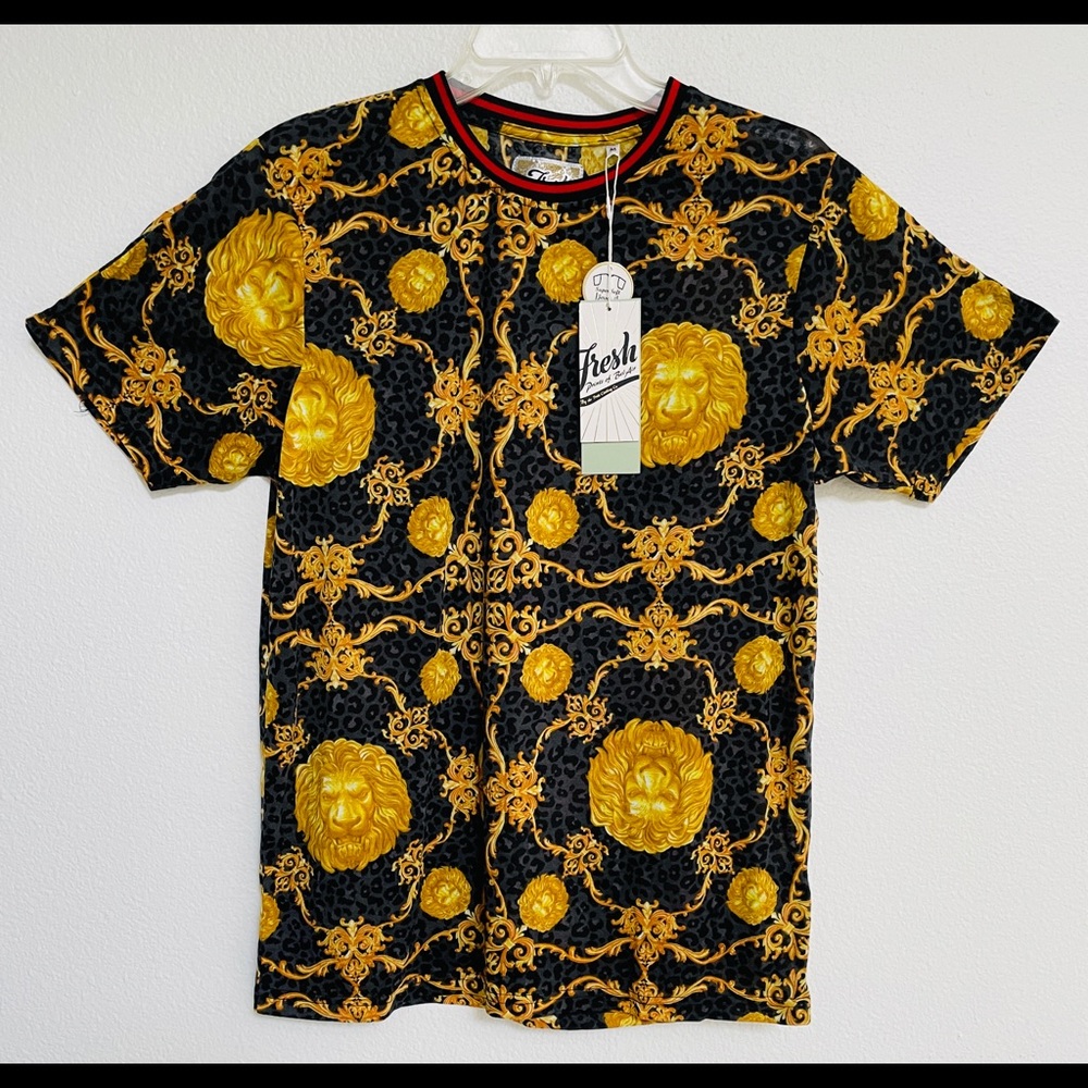 FRESH PRINTS of BEL-AIR Italian Designer Style Baroque LIONS Head SHIRT L - Picture 7 of 12
